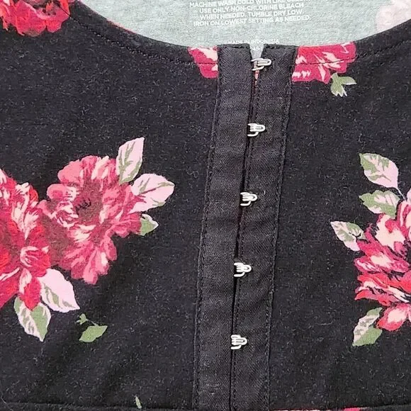 Arizona Blouse For Women Size XS Black Floral Stretch - Picture 5 of 8